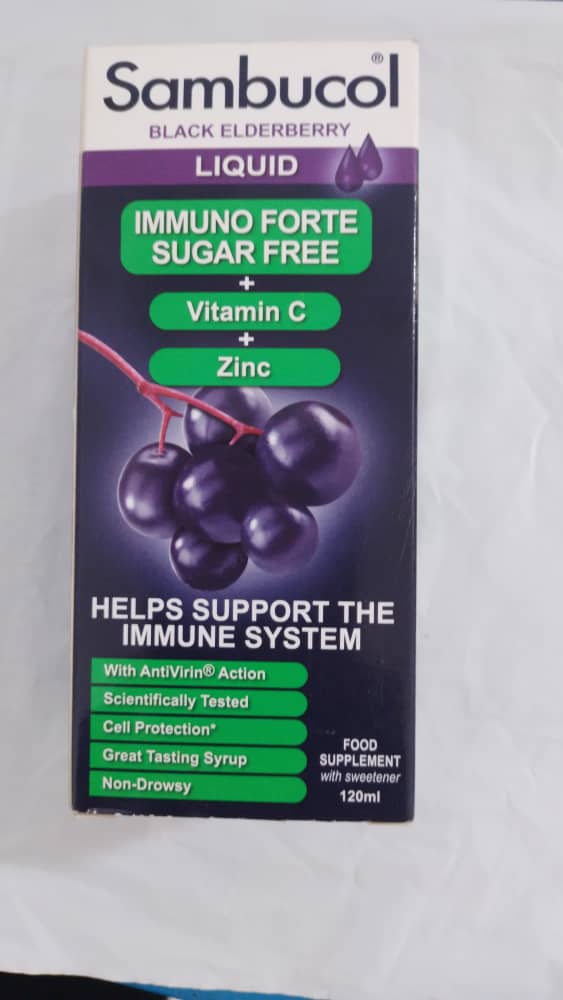 Sambucol Black Elderberry Liquid Immuno Forte Sugar Free + Vitamin C + Zinc 120mls