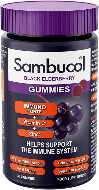 Sambucol Black Elderberry Immune Forte +Vit C + Zinc Gummies